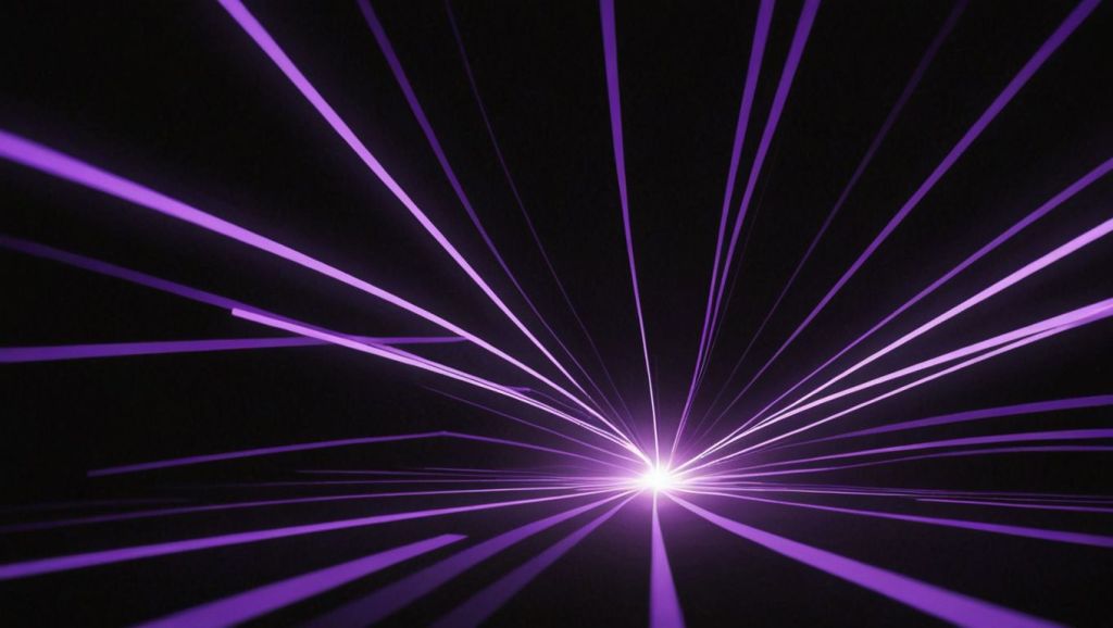 Purple light beams converging, symbolizing focus, direction, and achieving clarity.