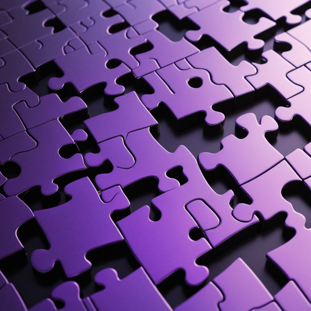 Close-up of interconnected purple puzzle pieces, symbolizing problem-solving, creativity, and the joy of uncovering solutions.