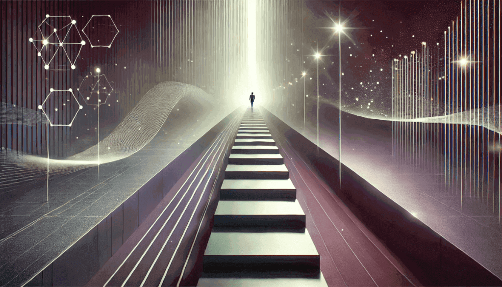 A symbolic pathway leading into the distance, representing resilience, growth, and leadership transformation. The sunrise casts light over the road, symbolizing new opportunities.